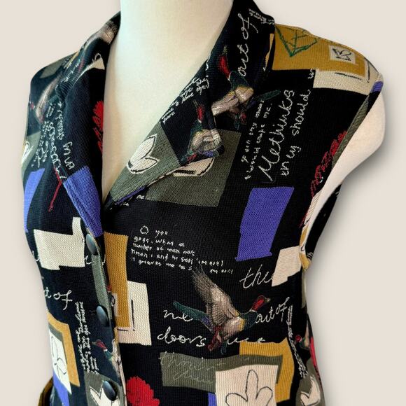 Supply & Demand Vintage Patchwork Button Up Knit Cardigan Vest Women Size L USA - Picture 7 of 13